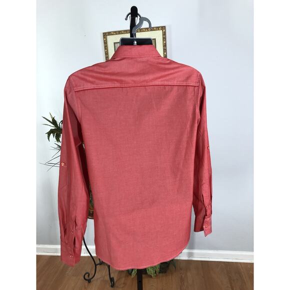 INC International Concepts Men Button Up Shirt Size SM Red Long Sleeve Cotton - Picture 4 of 9